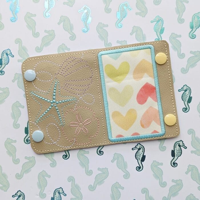Ocean Double Snap Applique Card Wallet