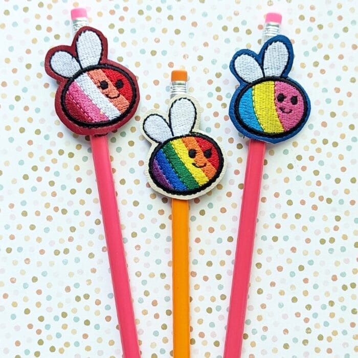 Rainbow Bees Felties and Pen / Pencil Huggers
