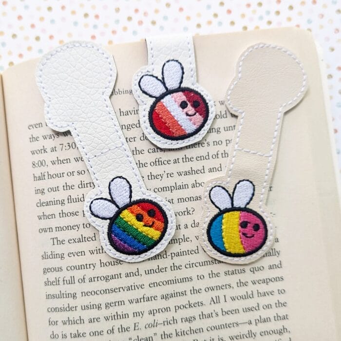Rainbow Bees Foldover Magnetic Bookmark