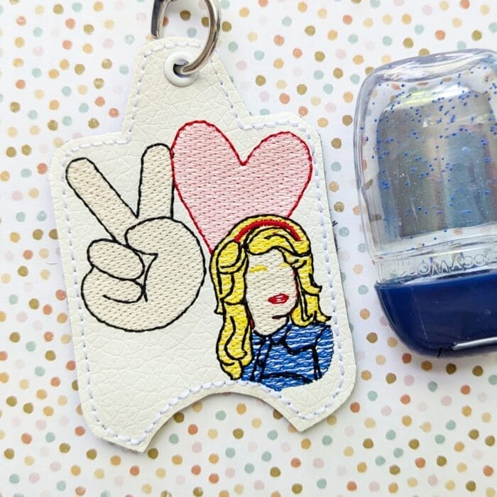 Peace Love Dolly Hand Sanitizer Case - Snap Tab and Eyelet Key Fob