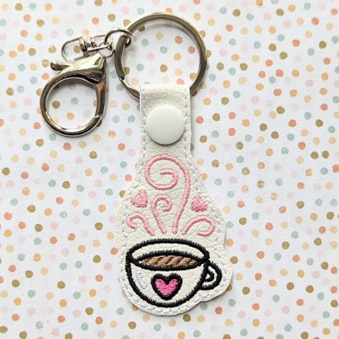 Coffee Cup Snap Tab & Eyelet Key Fob