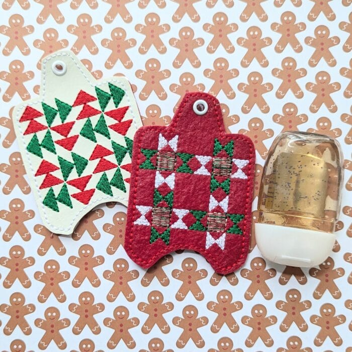 Quilt Blocks III Hand Sanitizer Case - Snap Tab and Eyelet Key Fob