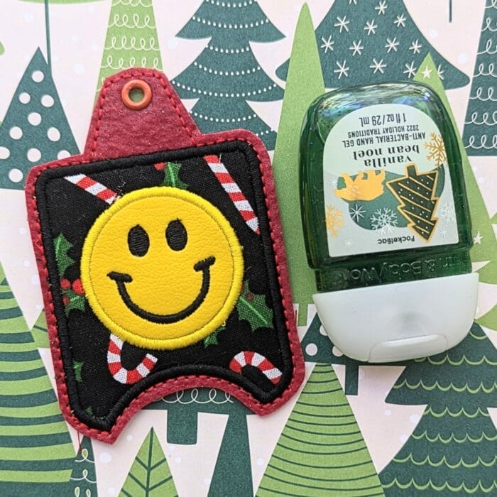 Smile Hand Sanitizer Case - Snap Tab and Eyelet Key Fob