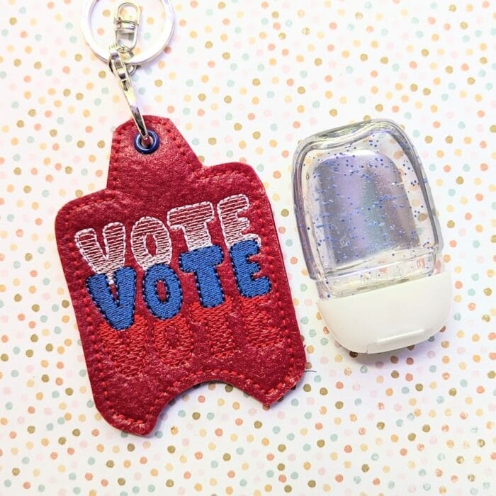 Vote Trio Hand Sanitizer Case - Snap Tab and Eyelet Key Fob