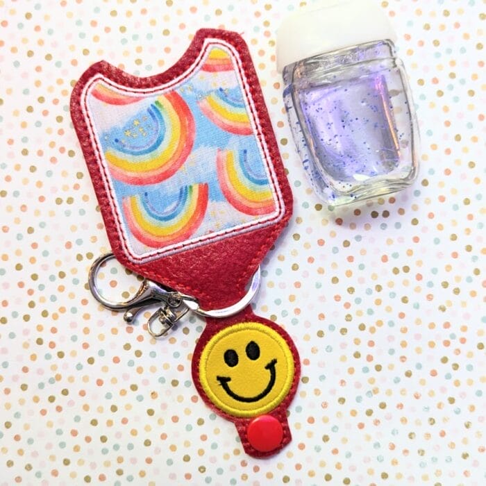 Smile Applique Hand Sanitizer Holder Snap Tab - 5x7+ ONLY