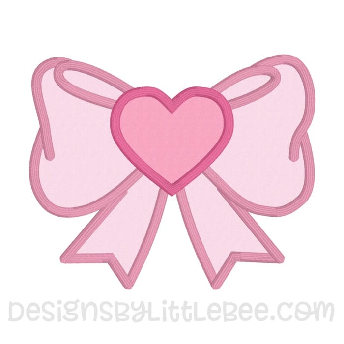 Heart Bow Applique Design