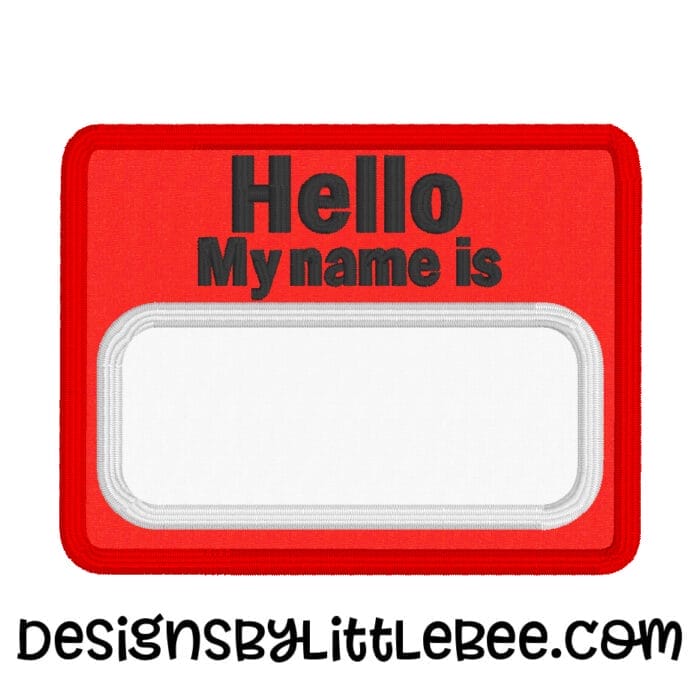 Hello My Name is Badge Applique Design