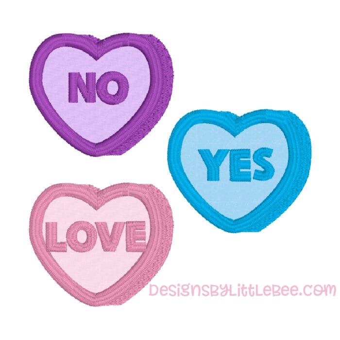 Conversation Heart Minis Applique Design